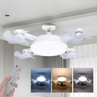 Plafonnier moderne créatif à moteur de plancher bas télécommande pliable à gradation progressive E27 ventilateur de plafond avec lumières LED décor à la maison