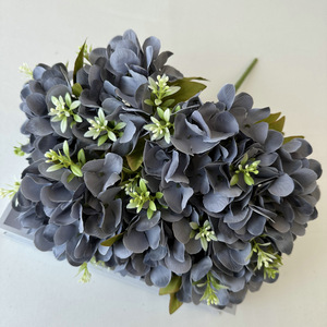 Hortensia Artificial de Siete Cabezas, Hortensia Francesa, <span class=keywords><strong>Flor</strong></span> Artificial de Tela, Hecha a Mano, Realista, Decoración para Bodas y Jardines - Product Image 5