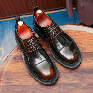 Chaussures pour hommes en cuir véritable haut de gamme, à bout pointu, à enfiler, pour le bureau, les loisirs, tendances de la mode automne - Product Image 1
