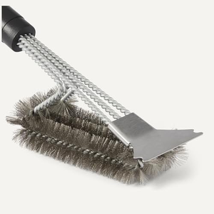 Brosse de nettoyage de barbecue en acier de 18'' avec grattoir, sans poils, robuste, pour fumeurs/barbecues au charbon/fours, outils de cuisson extérieurs - Product Image 2
