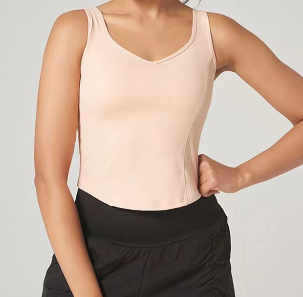 2026 New Yoga Top Simple Solid Color High Elastic Yoga Pilates Vest with Chest Pad Gym Fitness Sports Wear