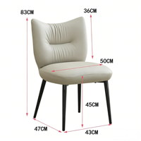 Chaise de salle à manger minimaliste contemporaine avec structure en fer massif, revêtement en similicuir, pieds en métal, pour la maison, les hôtels, les restaurants, les écoles