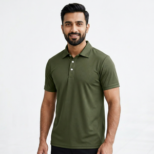 Men's Polo Shirts Summer Solid Color Turn-<b>Down</b> Collar Button Short Elastic Sleeve Business Top Quality Office wear Polo Shirt - Product Image 1
