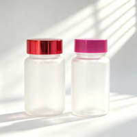 Bouteille en plastique PET givrée vide de 80 cc avec bouchon à vis, conteneur cosmétique pour pilules et crèmes, vente en gros avec bouchon en aluminium