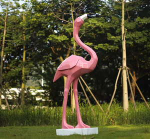 Glasvezelversterkte Plastic Flamingo Sculptuur Geometrische Buitentuin Vogel Voor Binnenplaats Vijver Winkelcentrum Interieur Hars Ambachten - Product Image 4