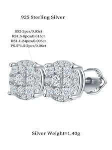 <span class=keywords><strong>Orecchini</strong></span> a lobo in <span class=keywords><strong>argento</strong></span> sterling 925 con moissanite VVS colore D e diamanti da laboratorio, stile vintage ghiacciato, per uomo e <span class=keywords><strong>donna</strong></span> - Product Image 6