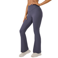 Pantalones de yoga para mujer con cintura cruzada, leggings acampanados de 9/10 de largo, pantalones de fitness de cintura alta con soporte.