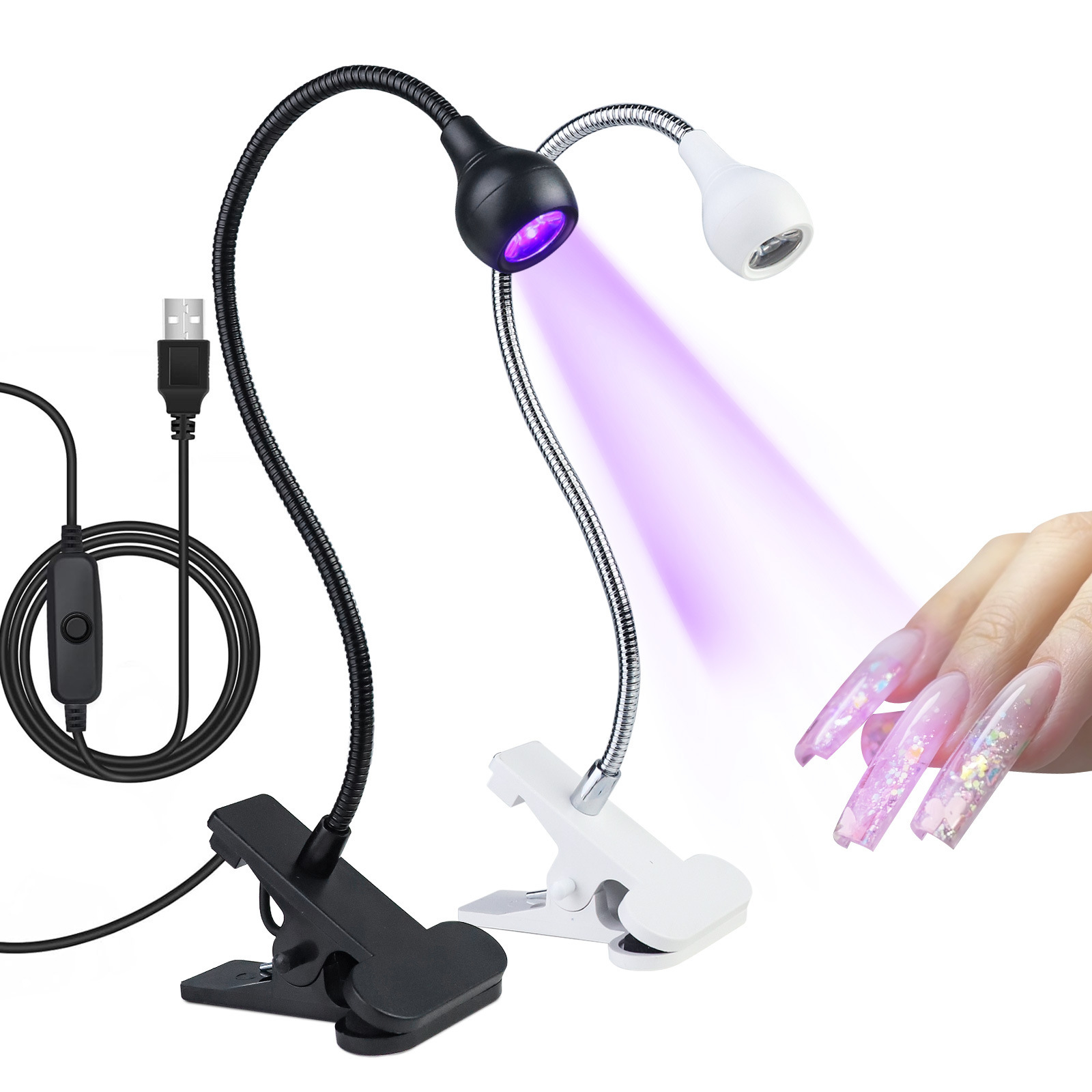 Portable 5W UV LED Nail Lamp Mini Purple Light Cordless One-Lamp for Fast Dry Manicure & Nail Art Easy Switch Foldable USB Plug