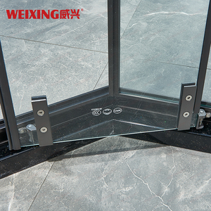 Phong Cách Hiện Đại Trong Nhà Matte Màu Đen 304 Thép Không Gỉ Khung Tắm Cửa Kim Cương Tempered Glass Tắm Bao Vây - Product Image 6