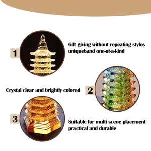 Antiek stijl Wenchang pagode Liuli kristal lost-wax gietwerk Feng Shui voor academisch en carrière succes - Product Image 3