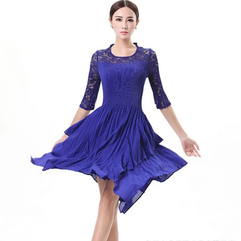 Latin mavi dans performansı giyim kadınlar için püskül elbiseler