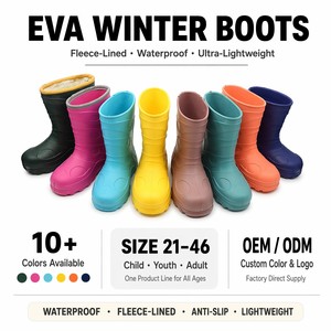 Custom Ultra Lightweight EVA Snow Rain Boots Thick Plush Interior Mid Calf Waterproof Anti Slip Cold Winter Mud Rain <strong>Wellies</strong> - Product Image 6