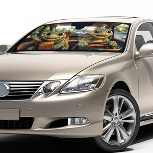 Two Dinosaurs Digital Printing Luxury Polyester Fiber Foldable 1pcs Universal Fit Car Windshield <b>Sun</b> <b>Shade</b> Heatshield UV - Product Image 2