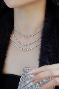 Xinfly Elegant 18K Pure Gold Luxury Classic Tennis <b>Necklace</b> for Women 3ct Diamond Inlay Jewelry - Product Image 5