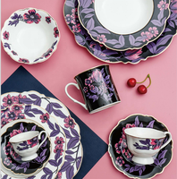 Service de table en porcelaine, vaisselle en poterie à fleurs imprimées, service de vaisselle en céramique, service d'assiettes et de tasses, 24 pièces, Offre Spéciale