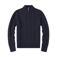 Pull en tricot brodé pour homme, hiver, col polo, personnalisé, en coton, pull à quart de zip, décontracté, de luxe, de créateur