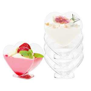 Vente en gros d'usine de gobelets en plastique jetables transparents pour gâteau de table à dessert gobelets à pudding d'amour mini gobelets en plastique à <span class=keywords><strong>mousse</strong></span> en forme de cœur - Product Image 2