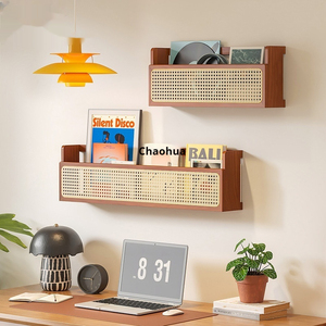 Étagère murale en bois massif à un niveau, en <span class=keywords><strong>rotin</strong></span>, moderne, réglable, durable, pour <span class=keywords><strong>salle</strong></span> <span class=keywords><strong>de</strong></span> <span class=keywords><strong>bain</strong></span>, cuisine, salon, rangement et présentation - Product Image 5