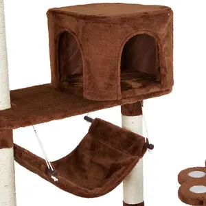 Hogar de madera estable y duradero gato escalada marco espada cuerda de cáñamo gato árbol casa torre suministros para mascotas