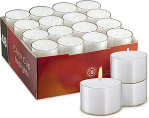 Velas de Té Blancas sin Aroma de 8 Horas, Paquete de 100 Unidades - Product Image 5
