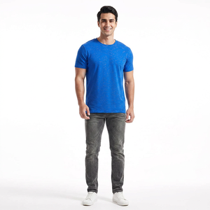 Camiseta de Cuello Alto y Ancho 100% Algodón Personalizada para Hombre, Talla 3XL, Hombros Caídos, Ajuste Holgado, Peso Pesado - Product Image 1
