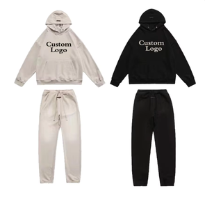 Conjunto de Sudadera con Capucha y Pantalones Deportivos para Hombre, de Alta Calidad, con Logotipo Personalizado, Talla Grande, Forro de Felpa, Estampado, Algodón Grueso - Product Image 1