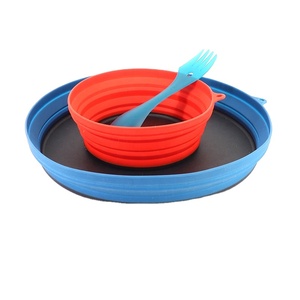 Échantillon Gratuit : Ensemble de Vaisselle de Camping Léger et Compact en Silicone Pliable (Assiette, Bol et Cuillère-fourchette) - Product Image 2