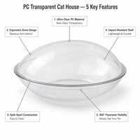 Maison pour chat transparente en PC pour intérieur, matériau PC rigide, niche pour animaux de compagnie, lit de couchage pour chats et chatons