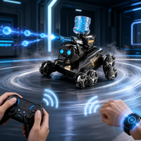 TQ20 8 Roda Plastik Anjing Robot Listrik Stunt RC Hewan Penembak Peluru Air Kontrol Ganda Gamepad Jam Tangan 50 Meter Dalam Ruangan