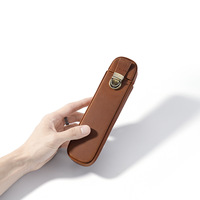 Étui à stylos vintage en cuir Crazy Horse, organiseur de voyage fait main en cuir de vachette avec fermoir à loquet pour 2 stylos-plumes, 21x5x3cm 126g