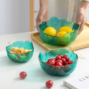 Bắc Âu sang trọng vàng rim trái cây Tấm đặt thủy tinh trong suốt pha lê Bát salad phong cách Nhật Bản quảng cáo Bộ đồ ăn - Product Image 4