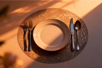 Sets de table 30 cm en PVC écologique antidérapant, motif floral zen asiatique, isolants, tissés et pressés, 6 pièces pour hôtel
