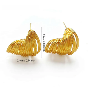 Pendientes Elegantes de Metal con Diseño Geométrico Envolvente para Mujer, Estilo Retro Minimalista, Joyería de Moda de Alta Calidad para Fiestas y Uso Diario - Product Image 5