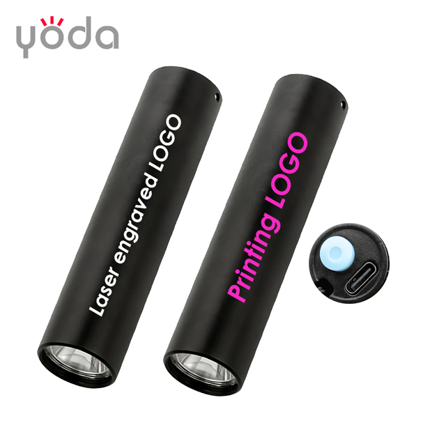 Customizable Logo Mini Type C Rechargeable Aluminum Alloy LED Flashlight As Promotion Gift