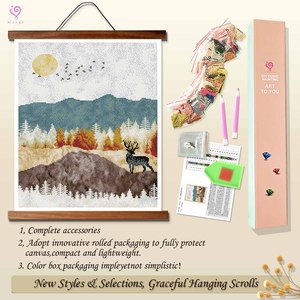 ชุดภาพวาดเพชรลายภูเขาและกวางพร้อมกรอบรูปทรงสี่เหลี่ยมผืนผ้าแบบ DIY - Product Image 4