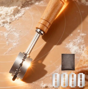 Wholesale <strong>Hand</strong> <strong>Crafted</strong> Food Grade Stainless Steel Oak Dough Scoring Knife with 5 Blades Bakers Lame Dough Scoring Knife - Product Image 3