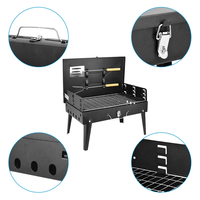 Four à barbecue d'extérieur, gril de camping au charbon de bois avec outils de barbecue, ensemble four et gril