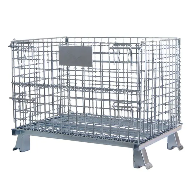 High capacity Heavy Duty Steel warehouse Mesh box wire cage metal bin storage container