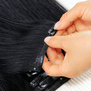 Nhà máy đôi rút ra nguyên Remy Ấn Độ 100% thực sự con người tóc mở rộng PU da sợi ngang cao cấp màu đen tiêm vô hình clip trong - Product Image 3