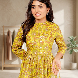 Débardeur ethnique en pur coton imprimé pour femme avec broderie pour le printemps et l'automne - Product Image 3
