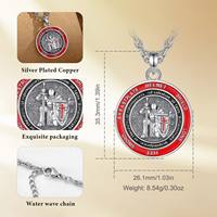 Pendentif Sceau des Templiers Changda, en laiton émaillé rouge et noir, avec amulette médaille de protection chrétienne plaquée argent, collier