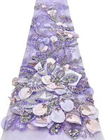 NI.AI Nouveau tissu en dentelle nigériane perlée avec perles brodées et sequins pour robes de mariée et matériaux de confection pour filles