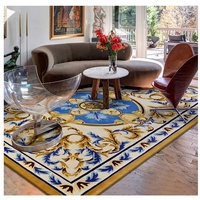 Maschinell Bedruckter Nylon-Polyester-Teppich Großer Wohnzimmer-Teppich Europäisches Blumenmuster Runder Teppich Großhandel