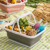 Panier de rangement pliable en plastique PP écologique pour le camping en plein air, panier de pique-nique portable, multifonctionnel, télescopique, moderne et simple