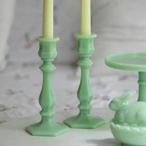 Bougeoirs en verre Jade USA <span class=keywords><strong>Mosser</strong></span> Milk Glass - Product Image 1