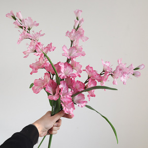 <b>Artificial</b> Gladiolus Silk Flower <b>Bouquet</b> High Simulation Wedding Home Decoration Pink Vase Arrangement - Product Image 4