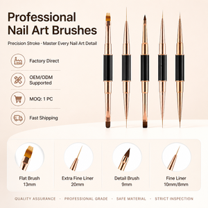 Metal Handle <b>Nail</b> Art Brush Set Nylon Liner Precision Pointed Tip Custom Logo for Gel <b>Nail</b> <b>Extension</b> - Product Image 1