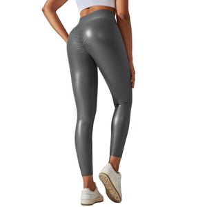 Nouveau design Leggings de yoga en cuir PU taille haute pour femmes, pantalons de yoga longs et serrés de grande taille avec fermeture à la taille élastique - Product Image 5