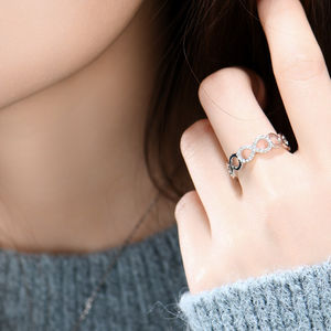 YILUN Timeless rodio chapado amor promesa anillo Zirconia cúbica 925 plata esterlina anillo infinito para joyería de mujer - Product Image 2