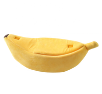 Lit pour animaux de compagnie en forme de banane, lit pour chat en peluche douce avec housse lavable, lit pour chien pour toutes les saisons